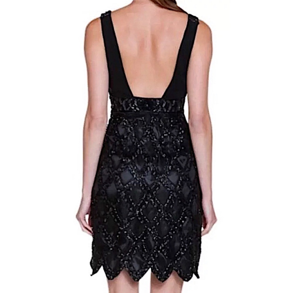 SUE WONG 10 Black Beaded Cocktail Party Formal Evening Dress - Picture 5 of 15